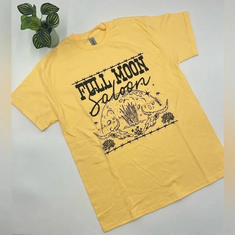 FULL MOON SALOON T-Shirt Soft Yellow Various Sizes NEW!! - Picture 1 of 5